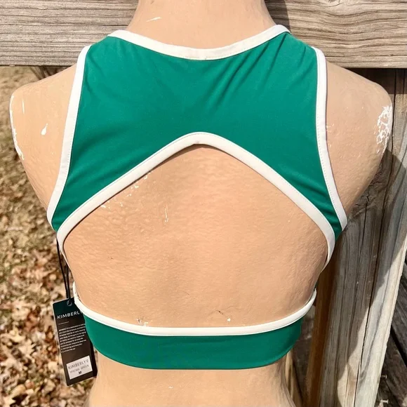 KimberlyC M Green/White Sports Bra! NEW! - Picture 6 of 16